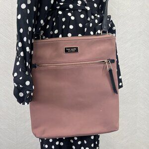 Kate Spade New York Dawn  Flat Nylon and Leather Pink and Black Crossbody Bag